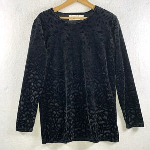 Vintage Womens Burnout Velvet Tunic Top‎ Sz S/M Black Event Holiday Whimsigoth